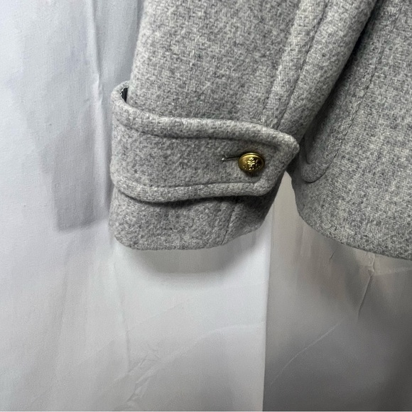 J. Crew Double Breasted Stadium Cloth by Nello Gori Pea Coat Light Gray Size 14 - Picture 9 of 11